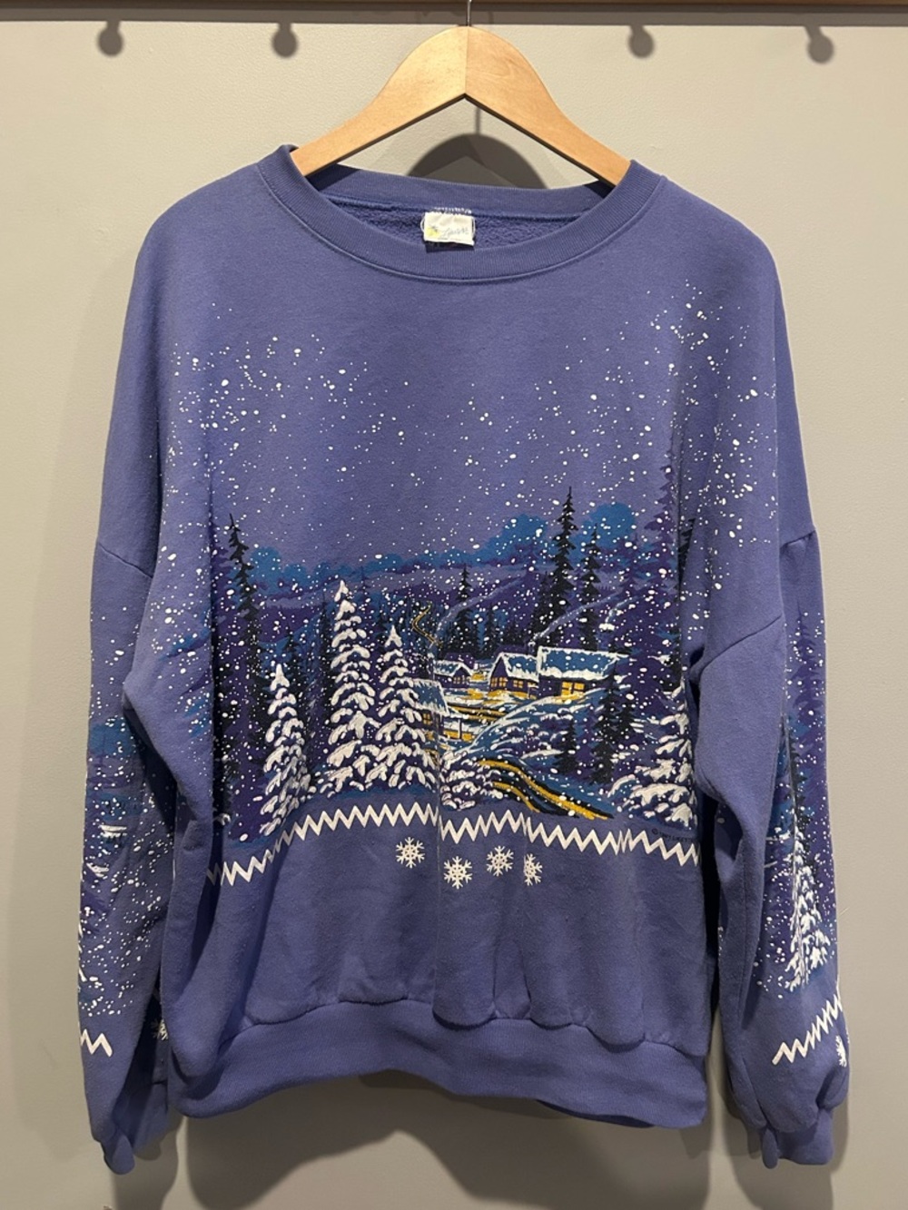 Vintage 1991 Lifestyles AOP winter Scene Crewneck Sweatshirt